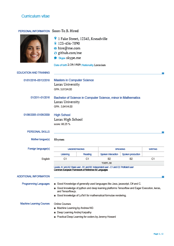 Resume example 1