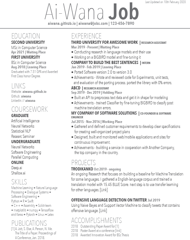 Resume example 2