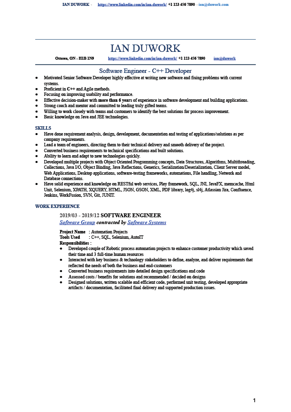 Resume example 3